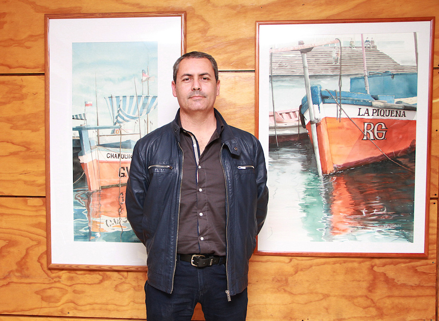 Tarapacá visto desde la acuarela en sala de arte Collahuasi Pozo Almonte